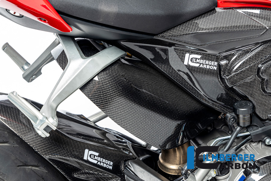 Protector térmico de escape de carbono Ilmberger, brillante, Ducati Streetfighter V2, 2022-