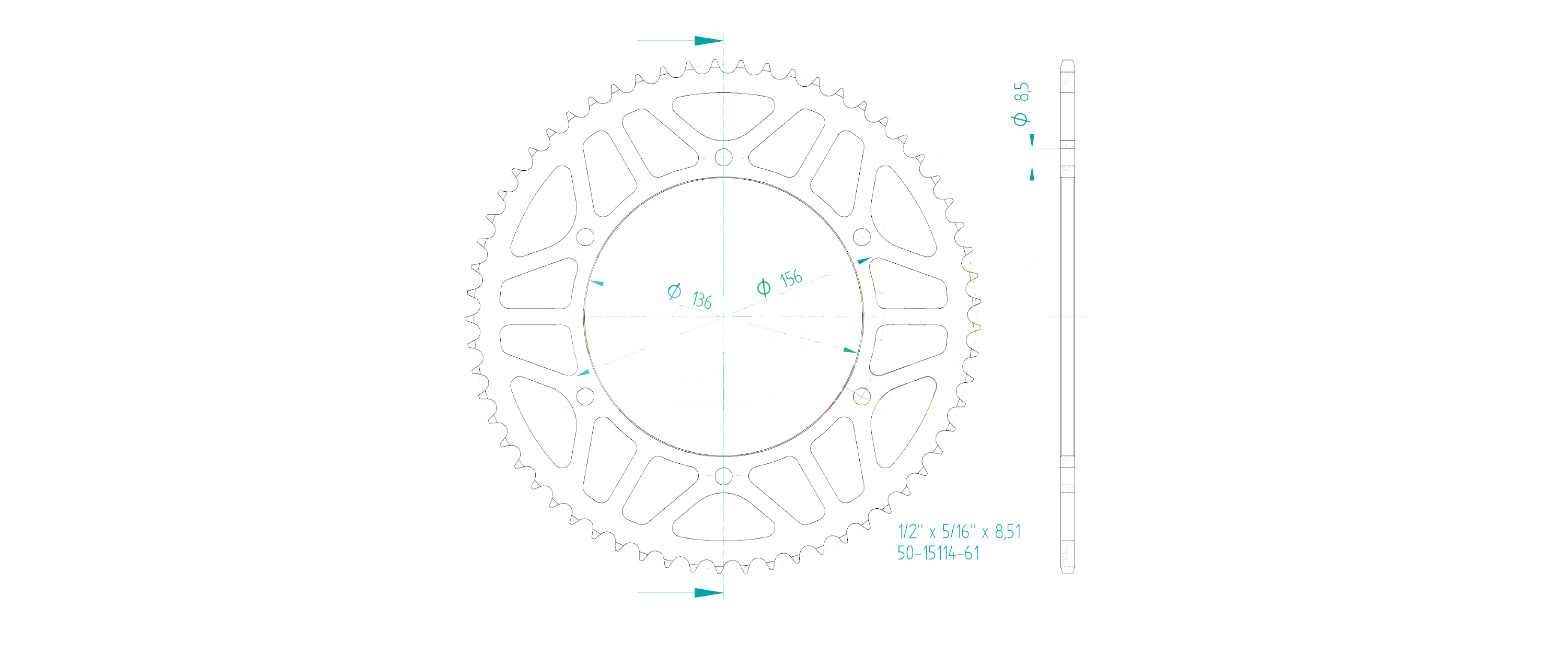 ENUMA Kit de cadena 428 HO para Fantic Caballero Flat Track 125 a partir del año de modelo 2018-2020
