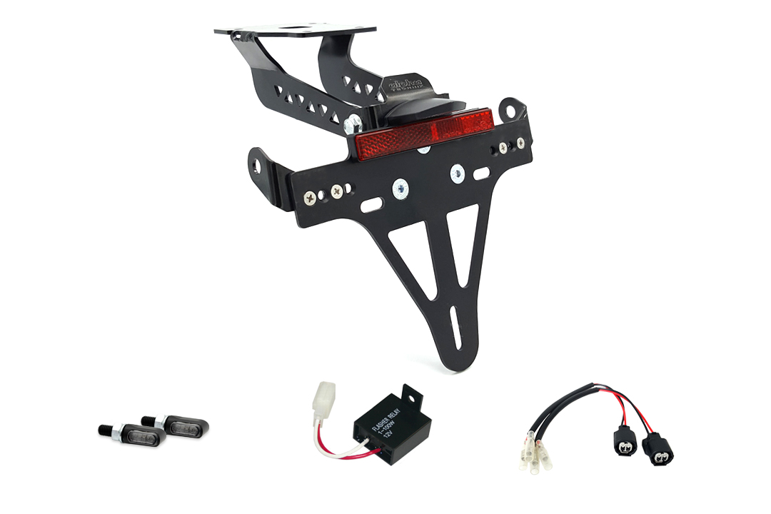 Kit de soporte de matrícula y luz de intermitente M-LED alpha Technik para Kawasaki Z900 a partir del año de modelo 2020- (Trasero)