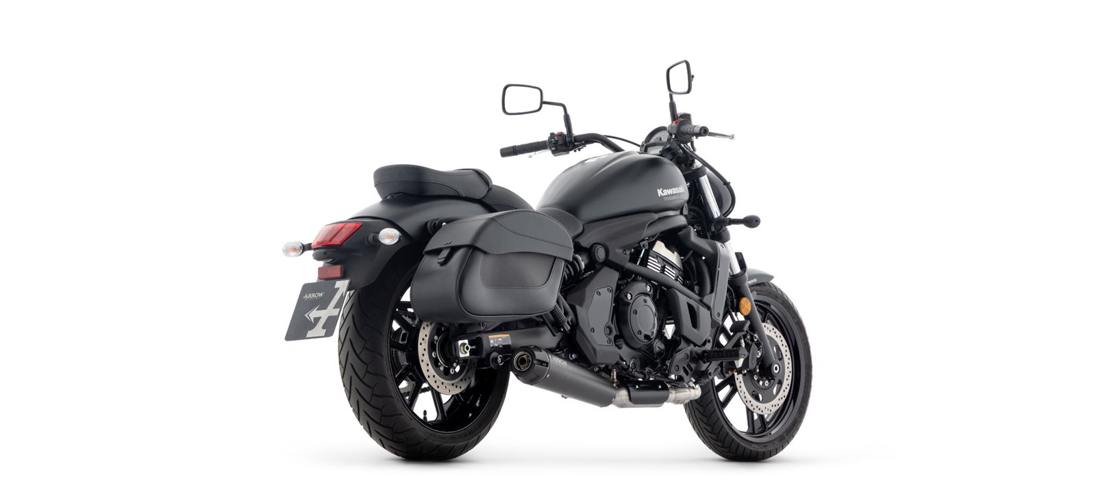 Sistema de escape completo ARROW DARK REBEL de acero inoxidable negro y aluminio para Kawasaki Vulcan S 650 2025-