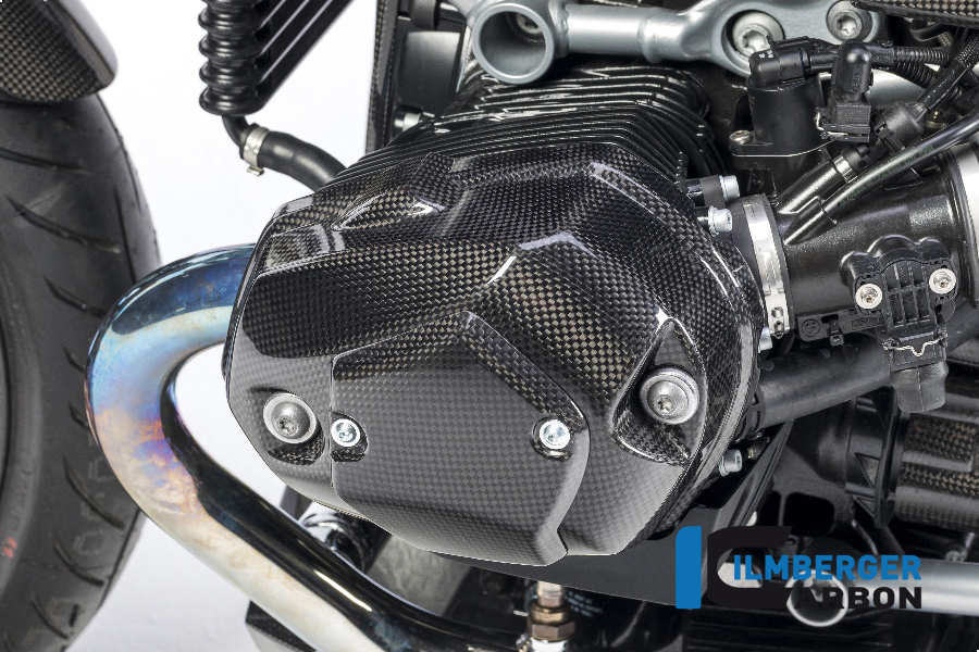 Ilmberger Carbon casquete de válvula lado izquierdo, brillante, BMW R nineT 2014-2017, R nineT Racer, Scrambler, Urban GS 2016-