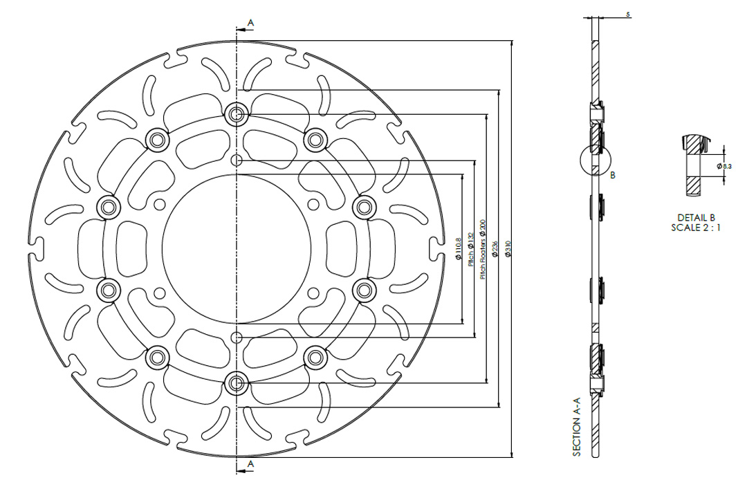 alpha Technik disco de freno Omega-Design ABD33, anterior, delanteroe para Suzuki GSX-S 1000 /F /S