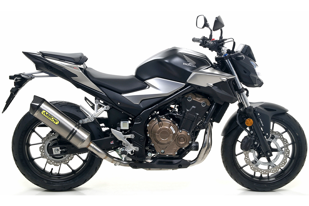 Silenciador ARROW RACE TECH para Honda CB500F 2019-2020 CBR500R 2019-2020 de titanio con tapa de carbono