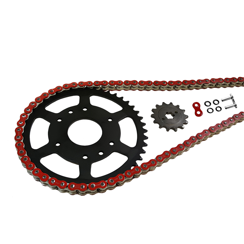 Kit de cadena EK-Chain cadena 525 MVXZ-2 para Honda CB650F Año del modelo 2014-2018 Color Rojo
