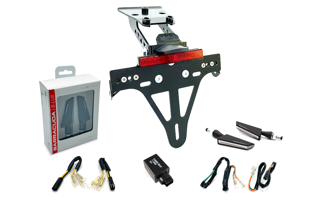 Kit de Soporte de Matrícula alpha Technik-luz de intermitente SQ-LED (anterior, delanteroe + trasero) para Honda CBR650F / CBR650FA y CB650F / CB650FA a partir del año de modelo 2017