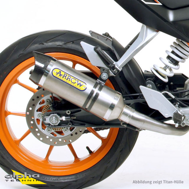 ARROW Silenciador THUNDER para KTM 125RC / 390RC / 390 Duke 2013-2016, Aluminio con tapa final de carbono (Solo con tubo intermedio ARROW)