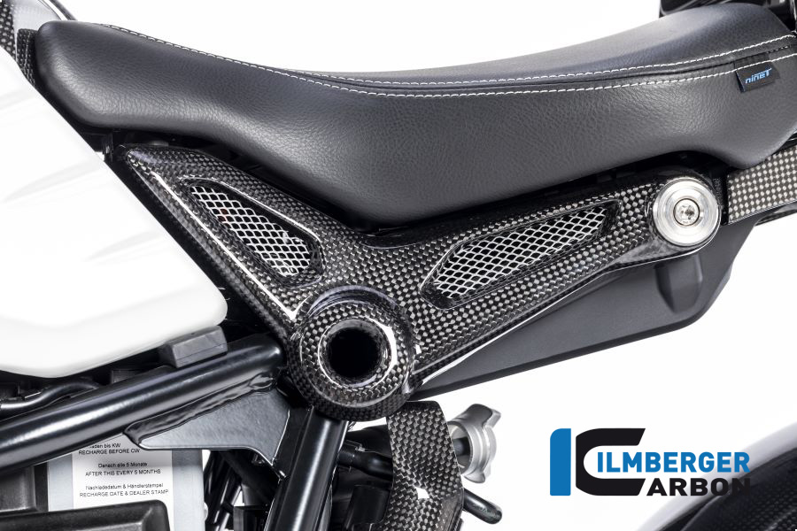 Cubierta de carbono Ilmberger para la parte chasistrasera lado izquierdo, brillante, BMW R nineT 2014-2017, R nineT Racer, Scrambler, Urban GS 2016-
