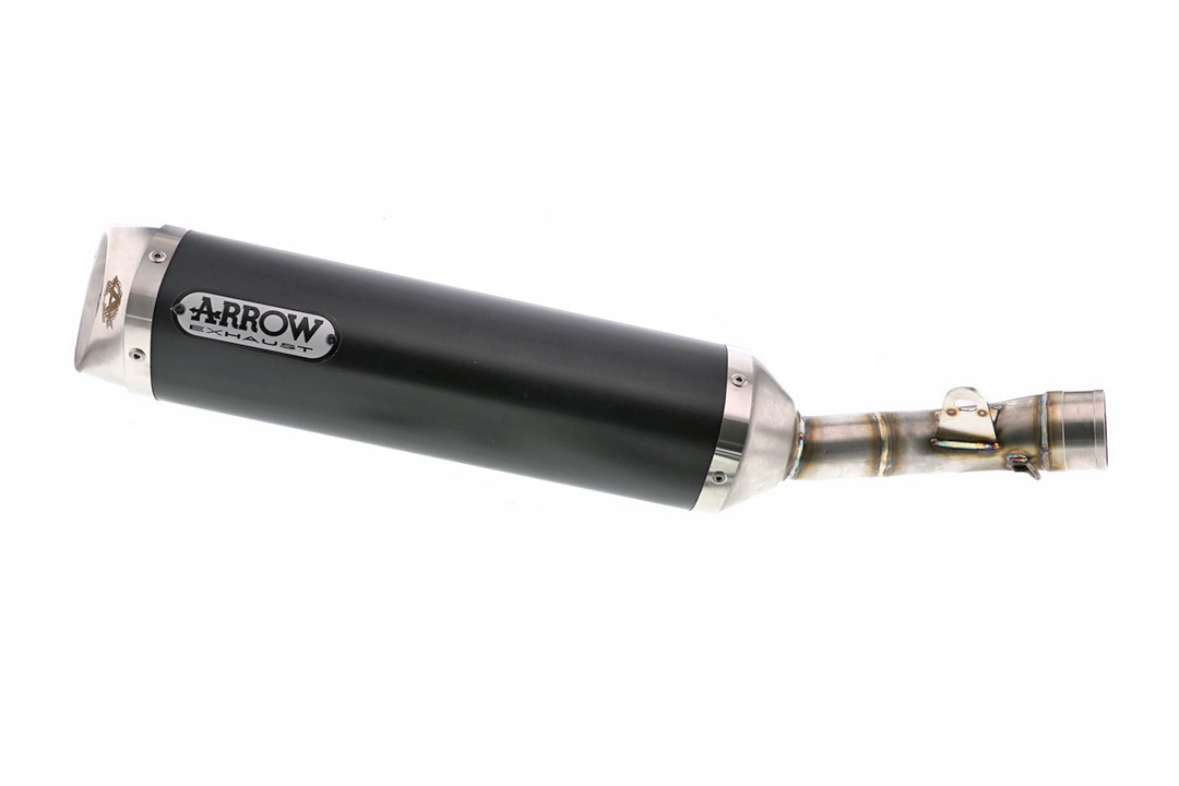 Escape ARROW DARK THUNDER para Yamaha MT125 2014-, aluminio negro con tapa final de acero inoxidable (Solo con colector ARROW)