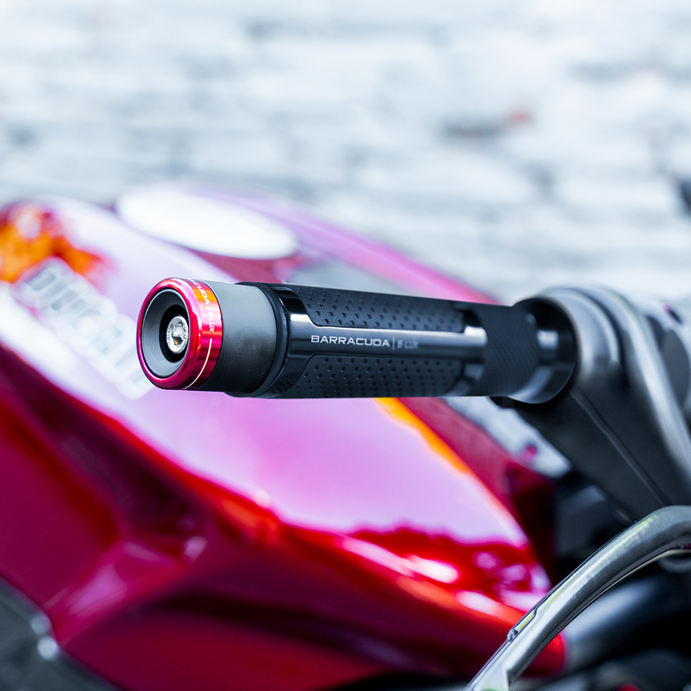 Contrapesos de manillar Barracuda manillar B-LUX universales negro-rojo