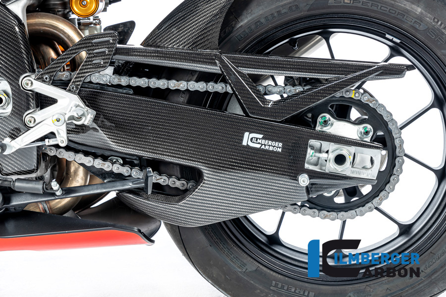 Cubierta de basculante de carbono Ilmberger lado izquierdo brillante para Aprilia RSV4 / Tuono V4 2021-