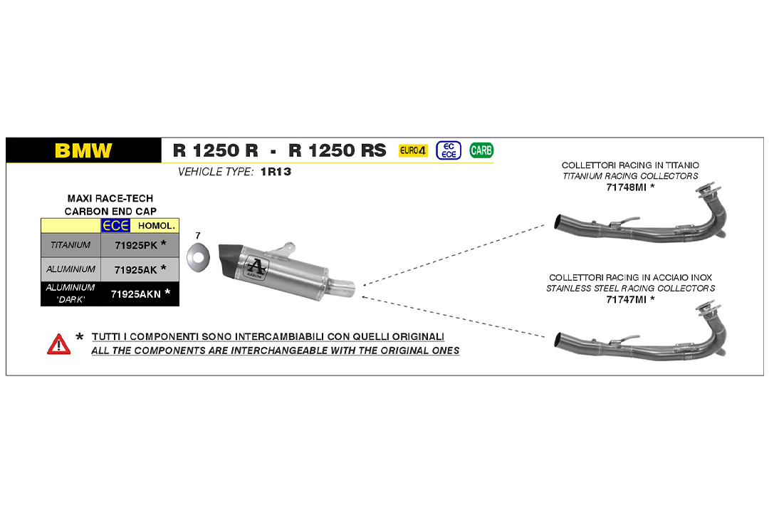 Escape ARROW MAXI RACE TECH para BMW R1250R / R1250RS 2019-, Aluminio