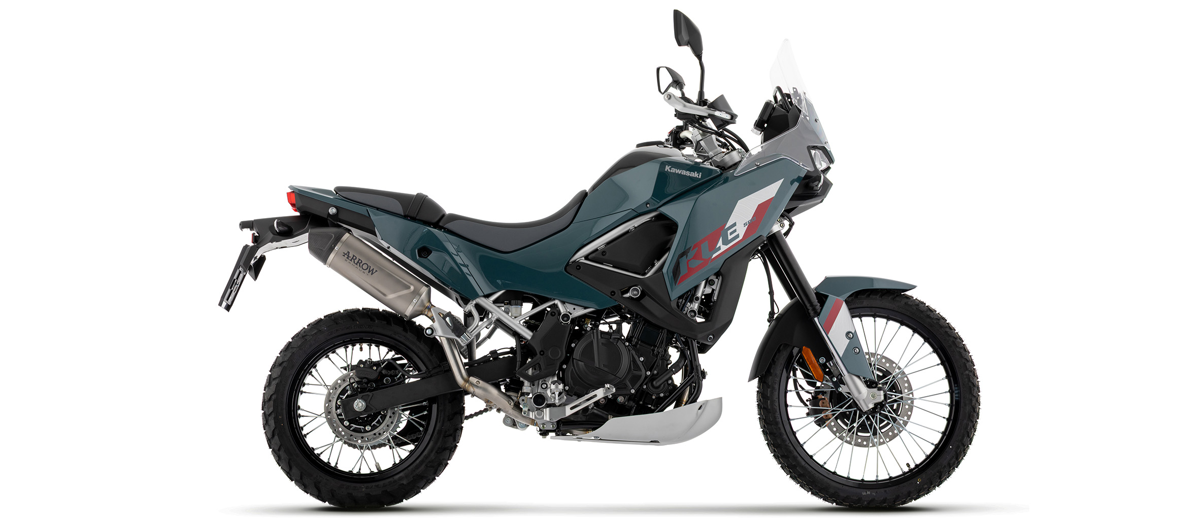 Escape ARROW INDY RACE EVO Titanio con tapa de carbono para Kawasaki KLE 500, 2026-, Titanio