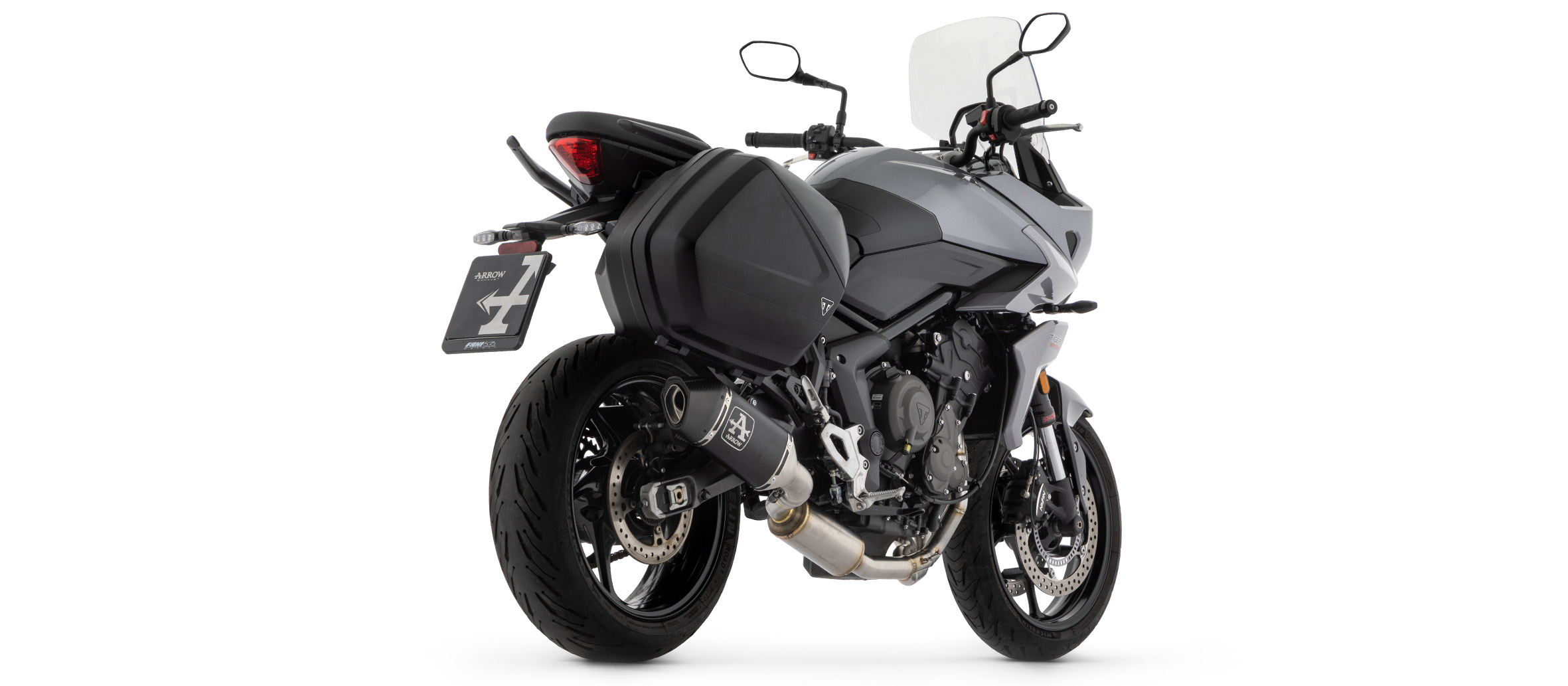 Sistema completo ARROW con silenciador VELOCE negro con tapa final de carbono para Triumph Tiger 660, 2025-