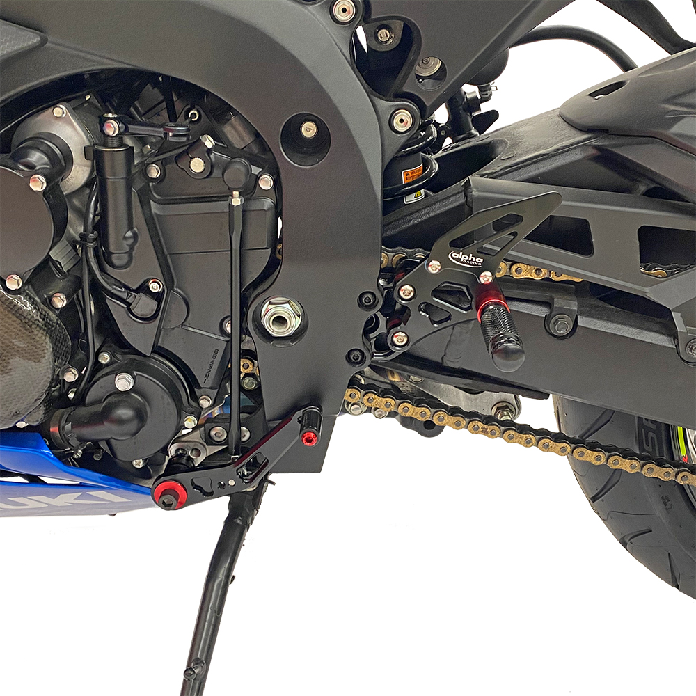 Sistema de reposapiés >TRACK< negro Suzuki GSX-R750 2011-2017 con ABE