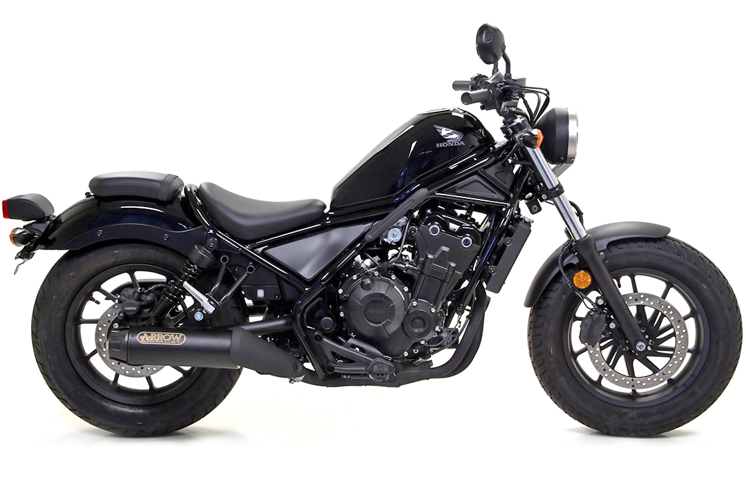 ARROW REBEL Sip-On Acero inoxidable negro con tapa de carbono para Honda CMX500 Rebel año modelo 2017-2022