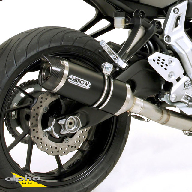 Escape ARROW DARK THUNDER para Yamaha MT07 / Tracer 700 2014-2020, aluminio negro con tapa final de carbono (Solo con colector ARROW)