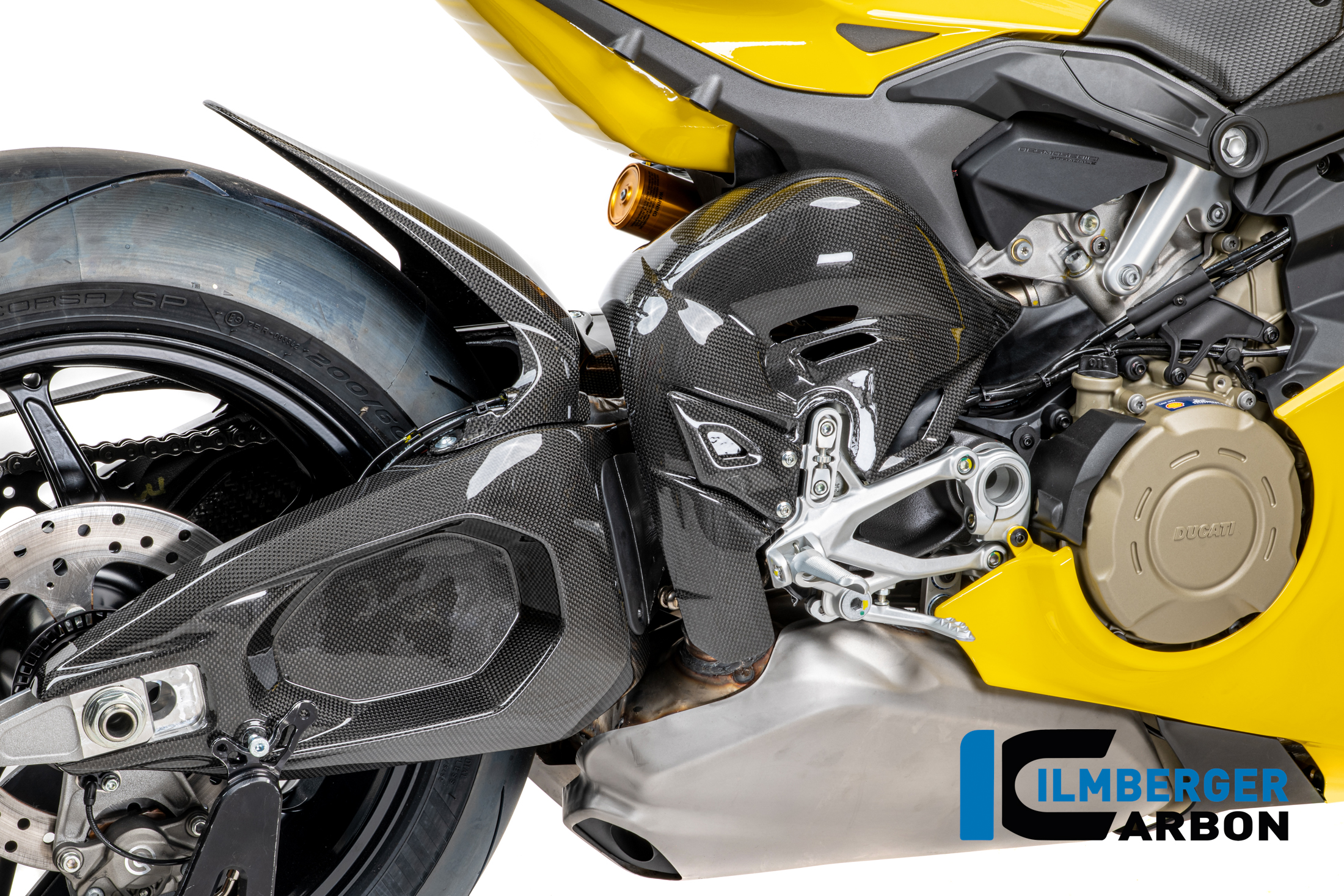 Ilmberger Carbon Protector térmico de escape, brillante, Ducati Panigale V4, S, R, 2025-