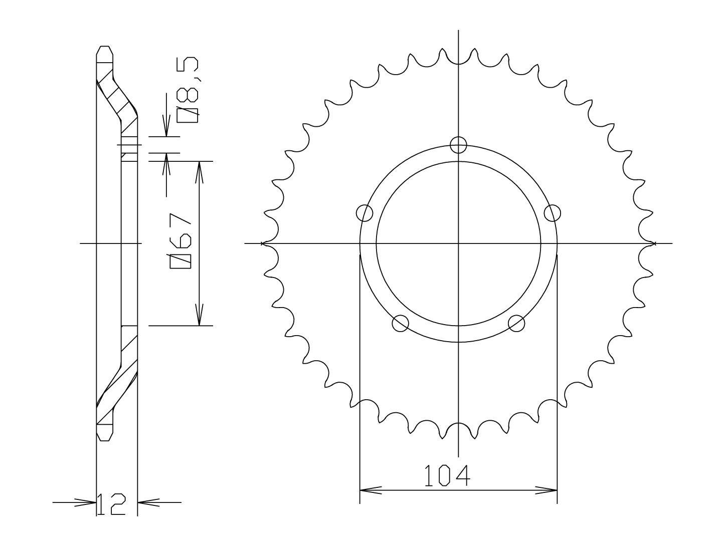 corona de Acero, 55 Dientes, Paso 428