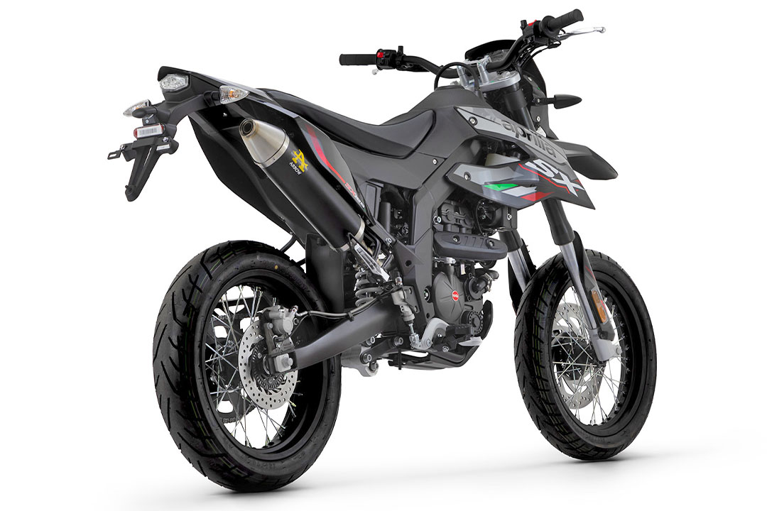 ARROW Escape DARK THUNDER Aluminio negro para Aprilia RX125 / SX125 Año del modelo 2021-2023