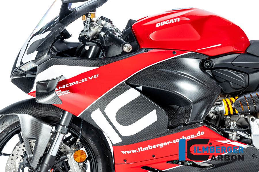 Panel lateral de carenado de carbono Ilmberger preparado para winglet lado izquierdo, mate, Ducati Panigale V2 2020-
