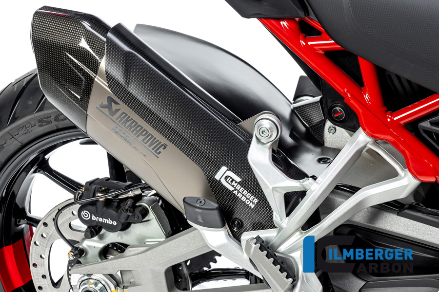 Protector térmico de escape de carbono Ilmberger para Akrapovic silenciador, mate, Ducati Multistrada V4 2020-