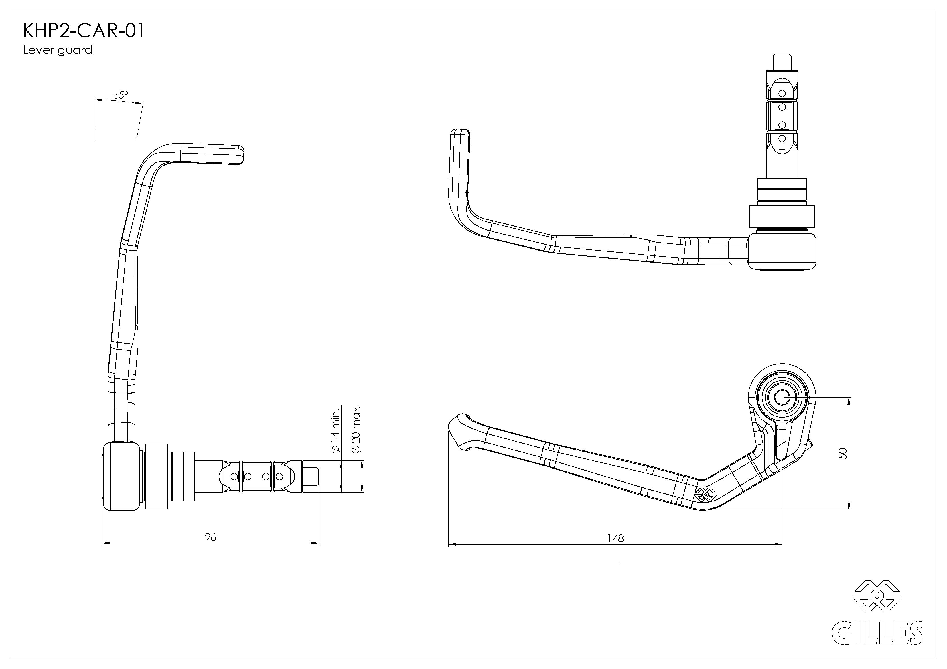 Gilles Tooling maneta del embrague KHP2-CAR-01 de Carbono