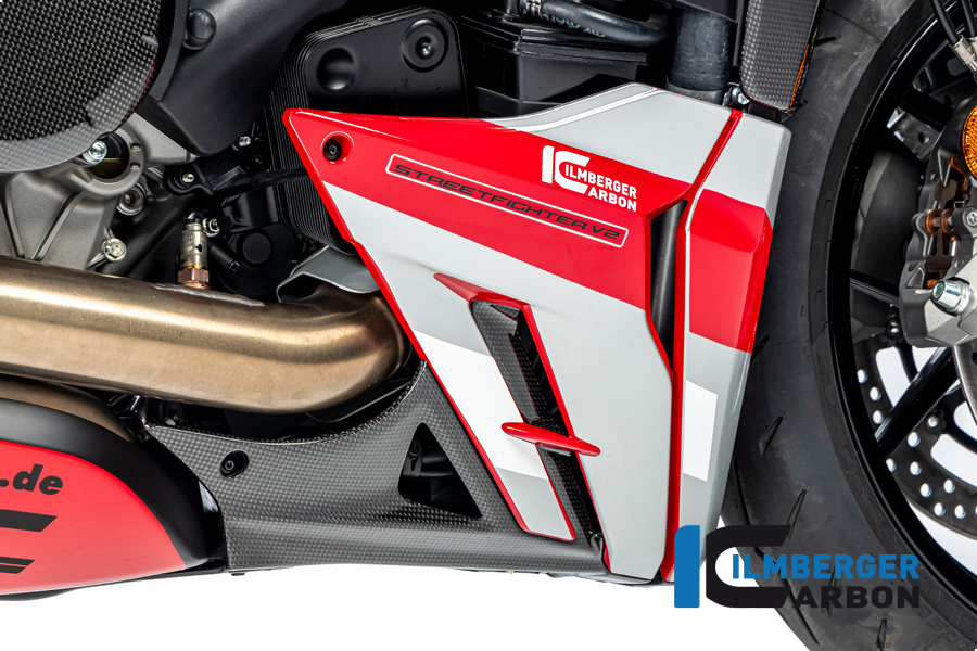 Extensión del carenado inferior de carbono Ilmberger lado derecho, brillante, Ducati Streetfighter V2, 2022-