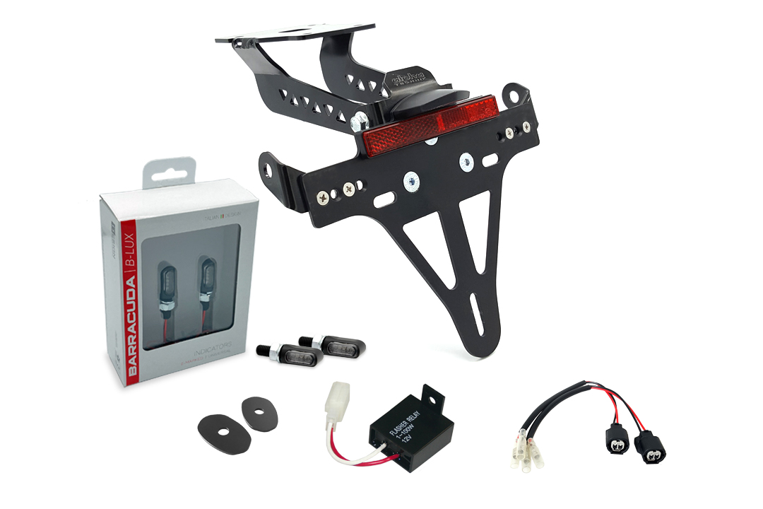 Kit portamatrículas-luz de intermitente M-LED (anterior, delanteroe + trasero) alpha Technik para Kawasaki Z900 a partir del año de modelo 2020-