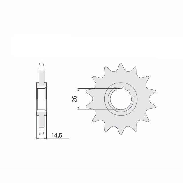 Piñón de ataque engomado, 15 dientes, paso 525