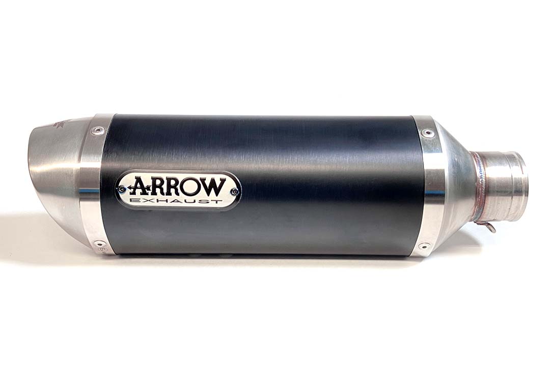 Escape ARROW DARK THUNDER para Yamaha MT07 / Tracer 700 2014-2020, aluminio negro con tapa final de acero inoxidable (Solo con colector ARROW)