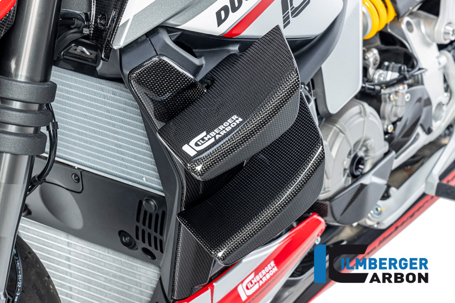 Cubierta del radiador de agua Ilmberger Carbono lado izquierdo, brillante, Ducati Streetfighter V2, 2022-