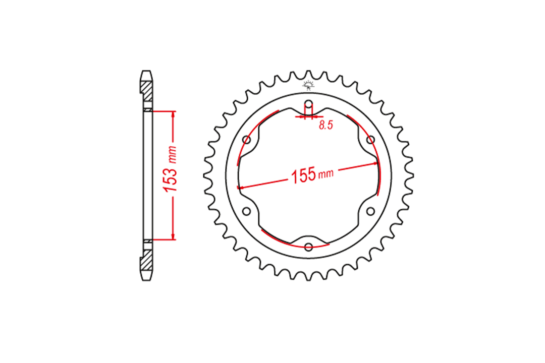 corona de Acero, 38 Dientes, Paso 525, Negro