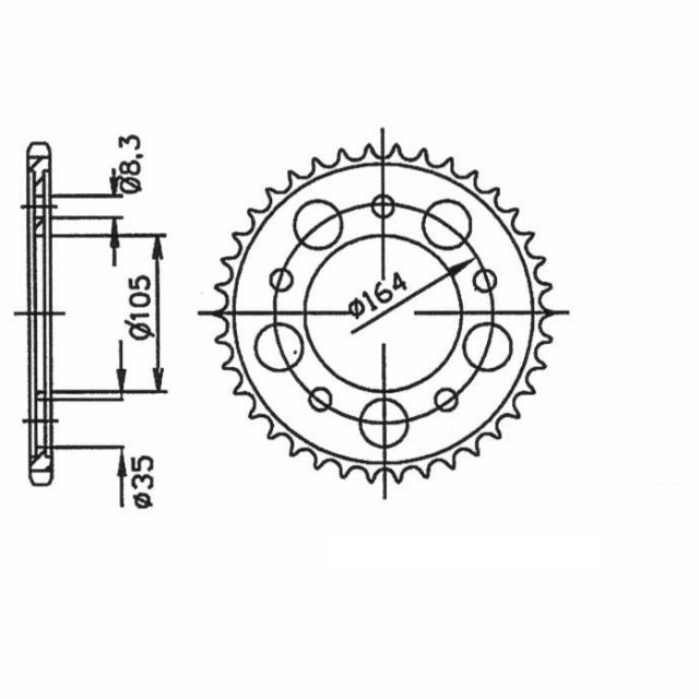 corona de Acero, 47 Dientes, Paso 525