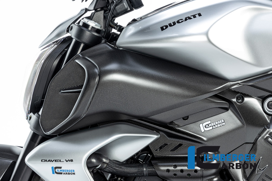 Carenado de entrada de canal de aire de carbono Ilmberger lado izquierdo, mate, Ducati Diavel V4, 2023-
