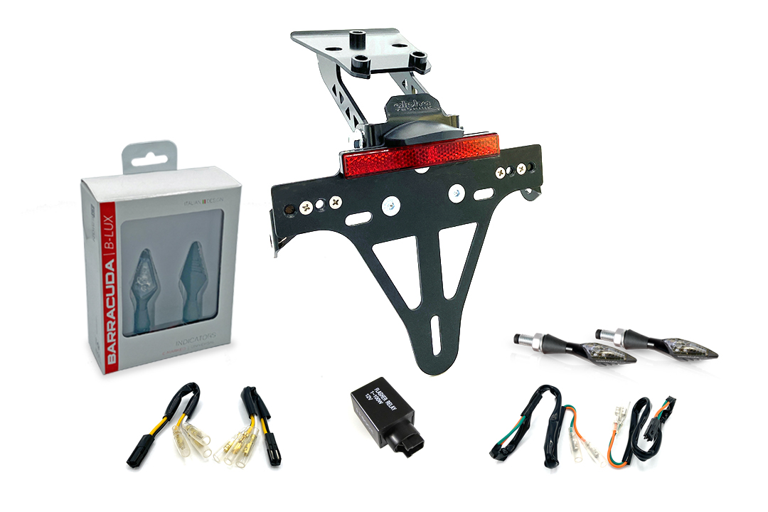 Kit Soporte de Matrícula alpha Technik X-LED (anterior, delanteroe + trasero) para Honda CBR650F / CBR650FA y CB650F / CB650FA a partir del año de modelo 2017