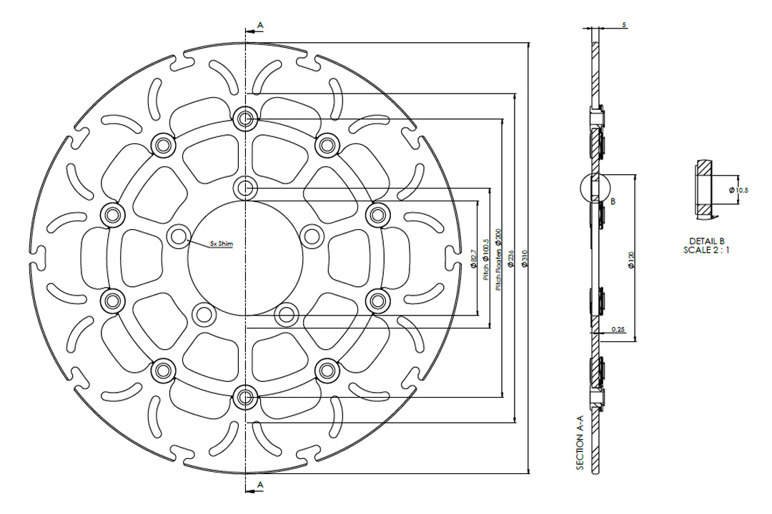 alpha Technik disco de freno Omega-Design ABD33, anterior, delanteroe para Triumph Bonneville, Street Cup, Street Twin, Thruxton / R