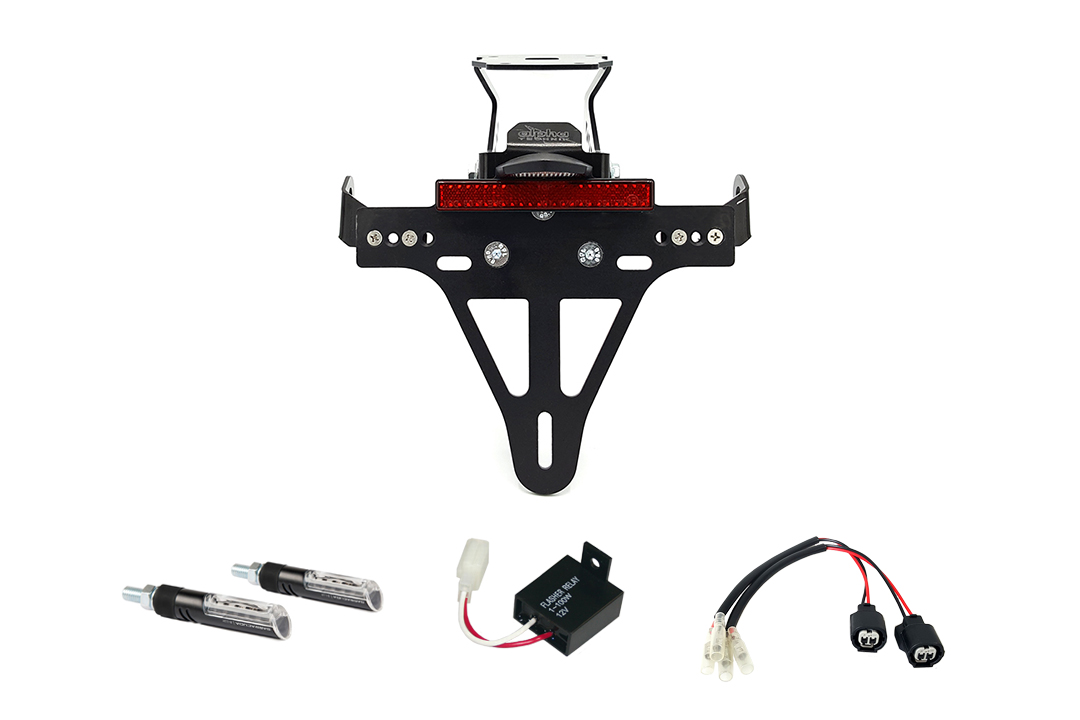 Kit de soporte de matrícula-luz de intermitente IDEA para Kawasaki Z900RS a partir del año de modelo 2018 Tipo ZR900C y a partir del año de modelo 2021 Tipo ZR900K (Trasero)