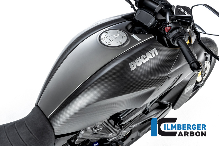 Cubierta de carbono Ilmberger depósito de gasolina lado derecho, mate, Ducati Diavel 1260, 2019-