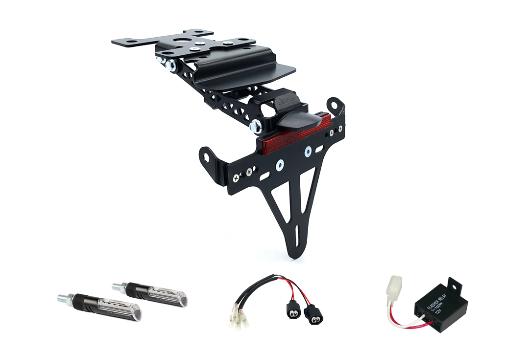 alpha Technik Kit de Soporte de Matrícula y luz de intermitente IDEA para Kawasaki Z H2 a partir del año modelo 2020 (Trasero)