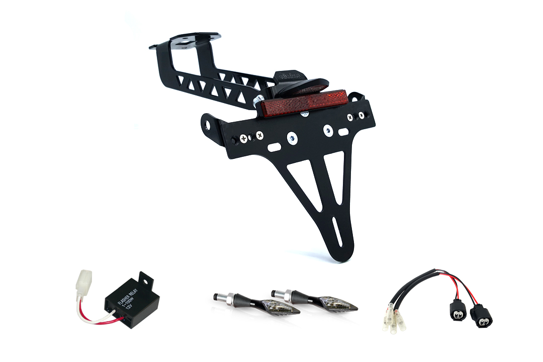 Kit de soporte de matrícula-luz de intermitente X-LED alpha Technik para Kawasaki Versys 1000 a partir del año de modelo 2019 (Trasero)