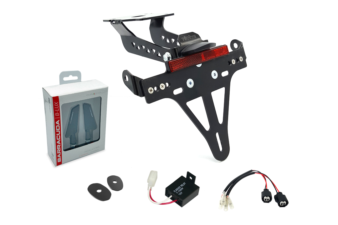 alpha Technik Kit de soporte de matrícula-luz de intermitente SQ-LED (anterior, delanteroe + trasero) para Kawasaki Z900 a partir del año de modelo 2020-