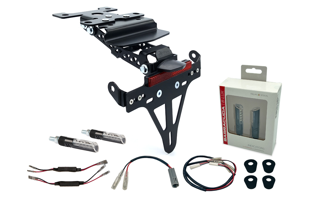 alpha Technik Kit de soporte de matrícula e intermitentes IDEA (anterior, delanteroe + trasero) para Yamaha Tenere 700 a partir del año de modelo 2019