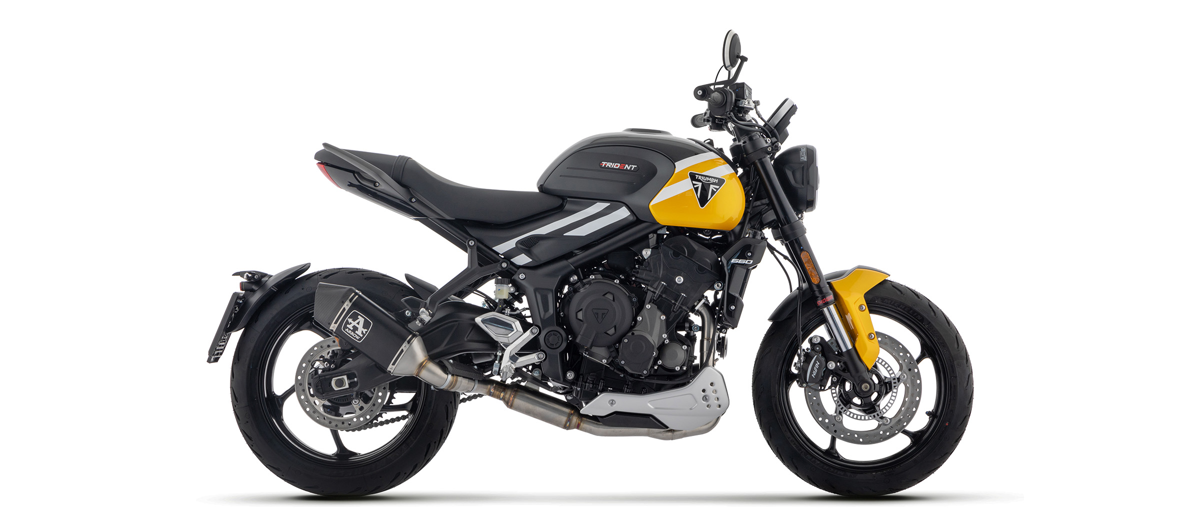 ARROW Sistema completo con silenciador VELOCE negro con tapa de carbono para Triumph Trident 660, 2025-