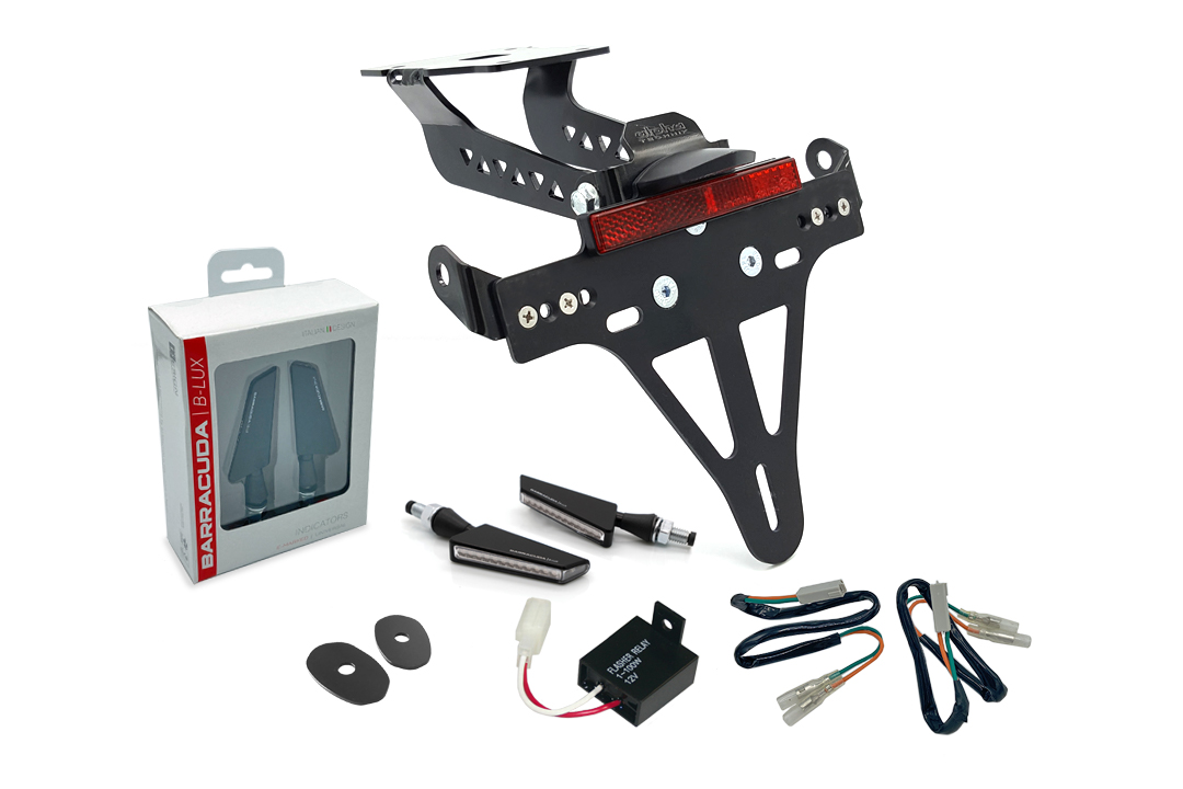 alpha Technik Kit Soporte de Matrícula y luz de intermitente SQ-LED (anterior, delanteroe + trasero) para Kawasaki Z900 Año del Modelo 2017-2019