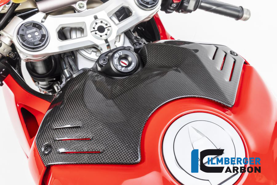 Tapa de Carbono Ilmberger anterior, delanteroe en el depósito de gasolina brillante Panigale V4/V4S/V4R