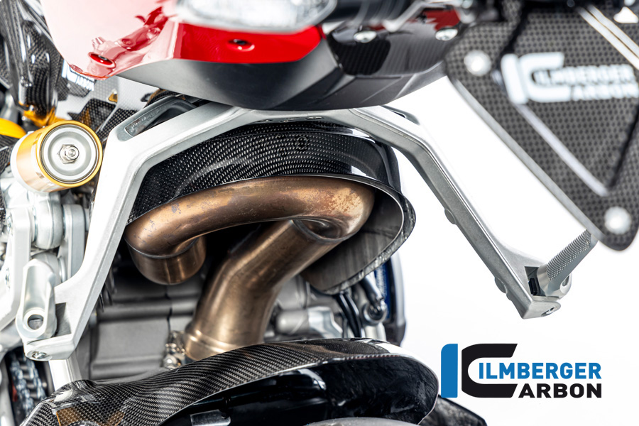 Protector térmico de escape de carbono Ilmberger, brillante, Ducati Streetfighter V2, 2022-