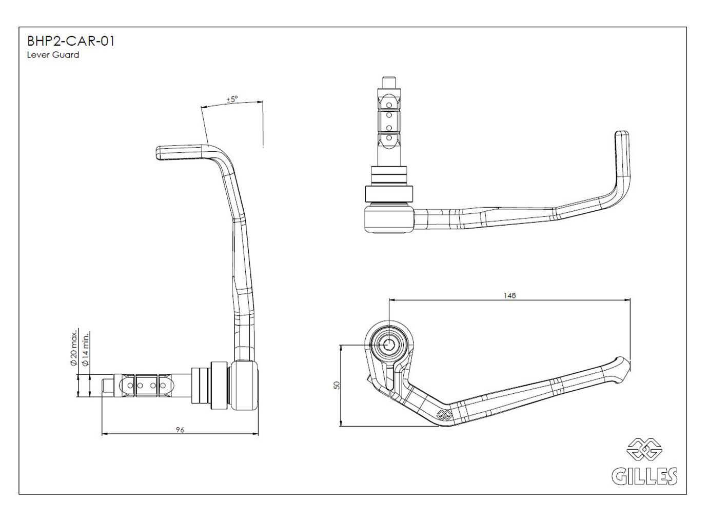 Protector de Maneta de Freno Gilles Tooling BHP2-CAR-01 de Carbono