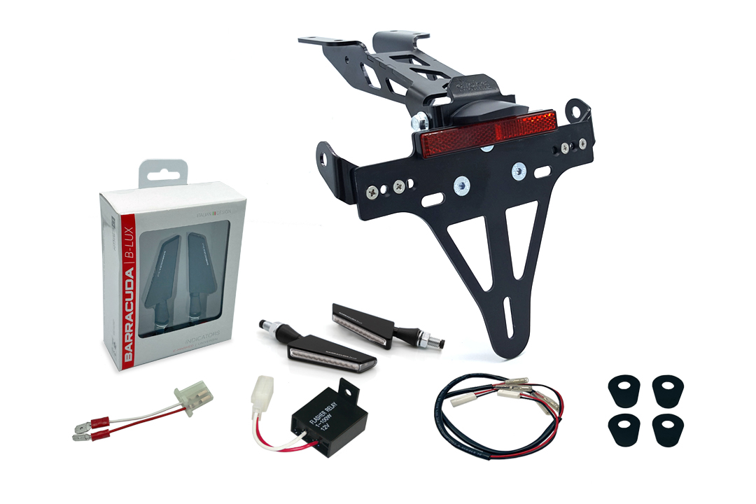 alpha Technik Kit de soporte de matrícula-luz de intermitente SQ-LED (anterior, delanteroe + trasero) para Yamaha MT125 a partir del año de modelo 2020