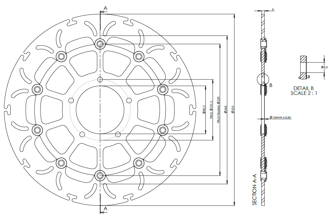 alpha Technik disco de freno Omega-Design ABD33, anterior, delanteroe para MV Agusta Brutale 675 / 800 / RR, F3 675 / 800, Rivale 800, Stradale 800, Turismo
