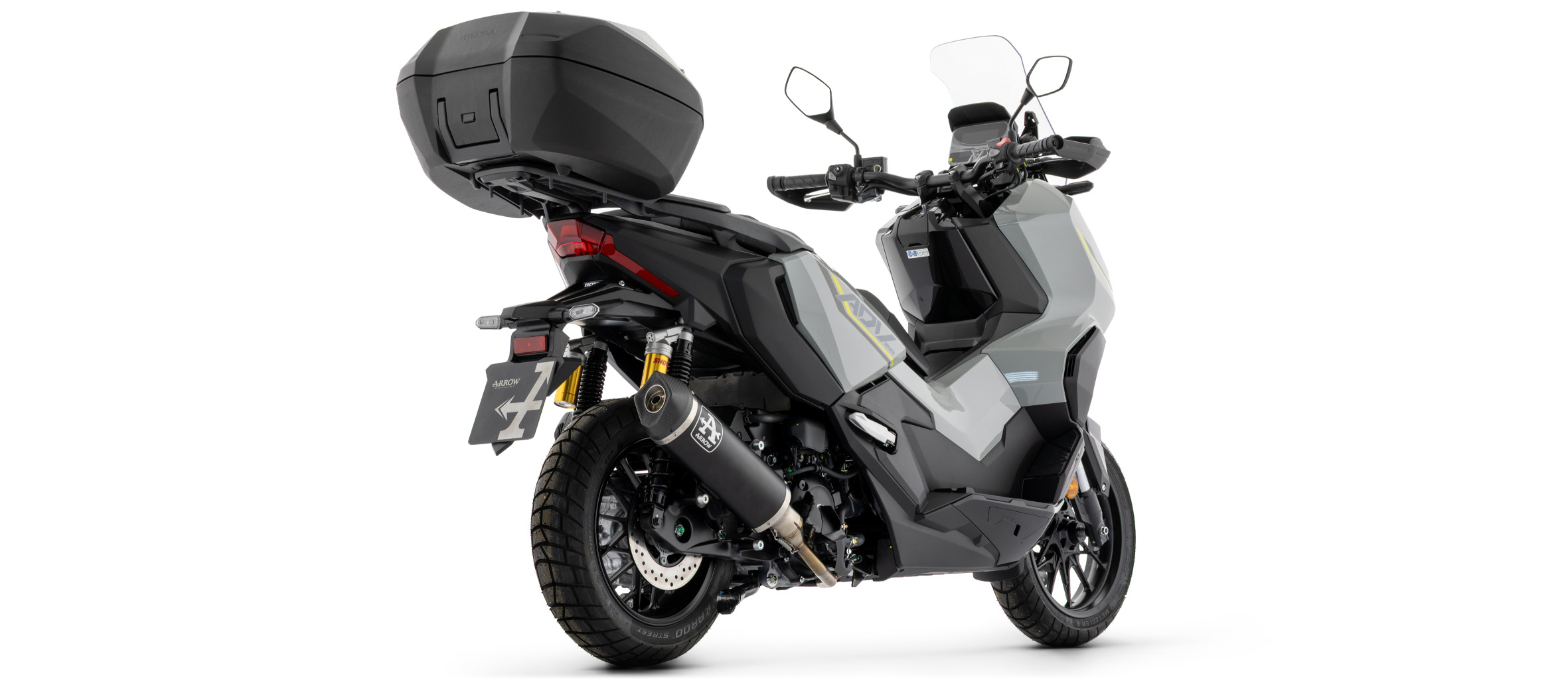 ARROW Escape DARK URBAN con tapa final de carbono para Honda ADV 350, 2025-